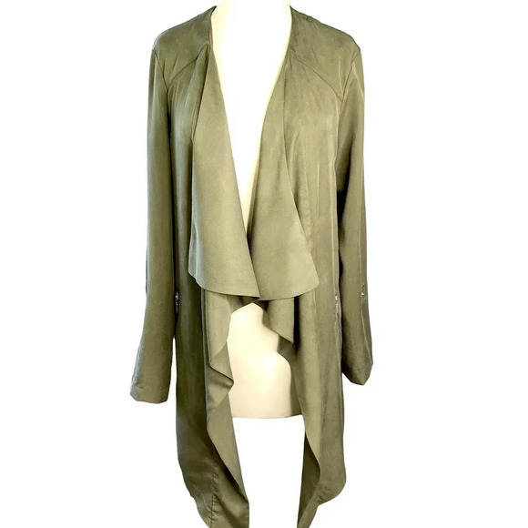 Lila Rose Open Waterfall Lightweight Blazer Coat Jacket Women Size M Sage Green - Picture 1 of 16